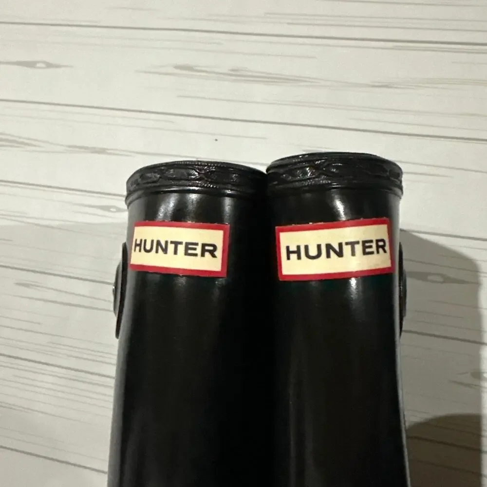 Hunter Boots Black Classic Tall Rain Boot Kids Original Gloss Rubber Boot Preppy